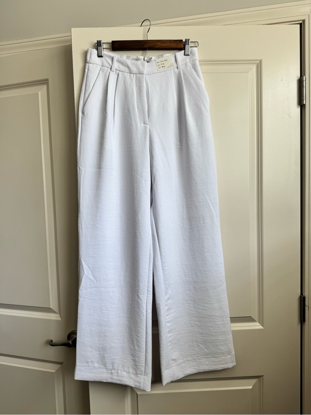Abercrombie & Fitch White High-Waist Wide-Leg Pants